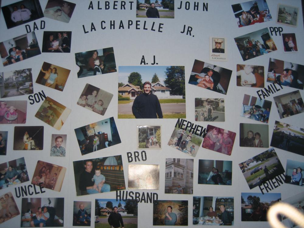 Memory Board at AJs funeral 